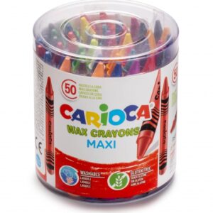 carioca maxi pack de 50 ceras jumbo colores brillantes lavables cuerpo de Ø 12mm color varios