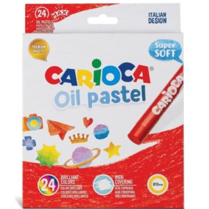 carioca pack de 24 pasteles al oleo colores brillantes lavables resistentes a la luz cubrientes faciles de mezclar maxi cuerpo uso en papel, carton, tela y madera color varios