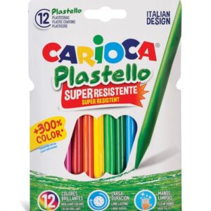 carioca plastello pack de 12 plasticeras extra limpias no dejan color en las manos faciles de afilar colores surtidos brillantes y lavables