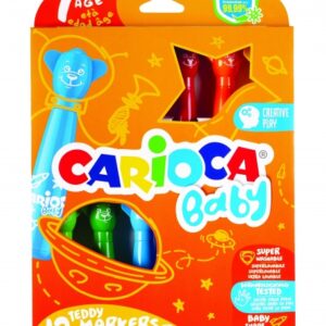 carioca baby teddy pack de 12 rotuladores super seguros forma ergonomica tinta superlavable dermatologicamente testados color varios