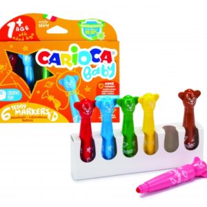 carioca baby teddy pack de 6 rotuladores super seguros forma ergonomica tinta superlavable dermatologicamente testado color varios