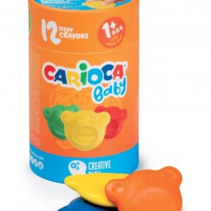 carioca teddy crayons pack de 12 ceras de colores certificadas a partir de los 12 meses diseñadas para entrenar el agarre digital color varios