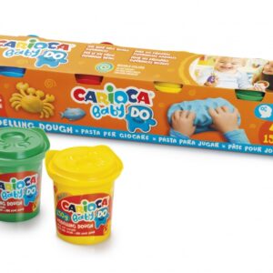 carioca baby do pack con 4 botes de pasta de modelar 150ml super ligera, elastica y maleable ideal para primeras experiencias tactiles a partir de 1 año colores surtidos