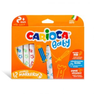 carioca baby marker pack de 12 rotuladores punta redonda y bloqueada cuerpo de gran dimension superlavables dermatologicamente testados color varios