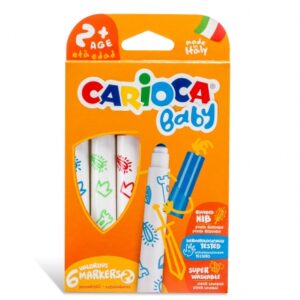 carioca baby marker pack de 6 rotuladores punta redonda y bloqueada cuerpo de gran dimension superlavables dermatologicamente testados color varios