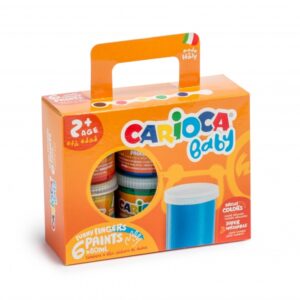 carioca tempera baby pack de 6 botes de pintura de dedos 2+ lavable atoxica sin olor maxima creatividad y diversion color varios