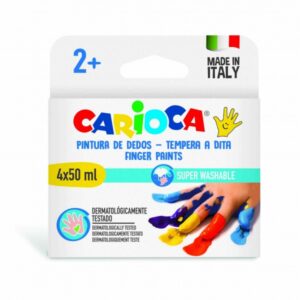 carioca temperas dedo 50ml pack de 4 botes de pintura de dedos pensada para los mas pequeños lavable de la piel y tejidos atoxicas y sin olor maxima creatividad y diversion color varios