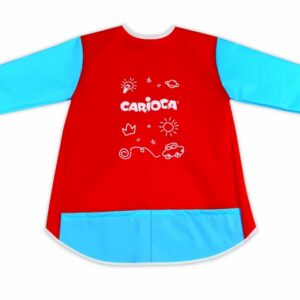 carioca delantal baby 5 8 años impermeable manga larga bolsillos lavable a maquina cierre con velcro zona para nombre color varios