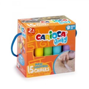 carioca tizas maxi multicolor baby pack de 15 tizas sin polvo certificado a partir de 24 meses colores brillantes lavables faciles de borrar bote con asa color varios