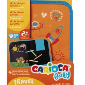 carioca travel chalkboard kit de dibujo portatil para niños formato a4 incluye 4 tizas de colores a partir de 24 meses
