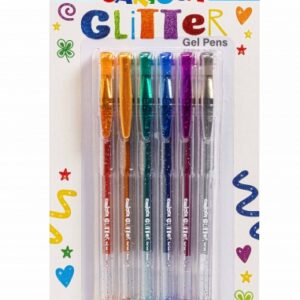 carioca glitter gel pack de 6 boligrafos punta Ø 1mm tinta gel glitter para superficies oscuras escritura brillante y colorida color varios