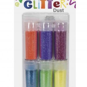 carioca glitter dust pack de 6 colores cola incluida ideal para superficies oscuras perfecta para decoraciones y trabajos de arte color varios