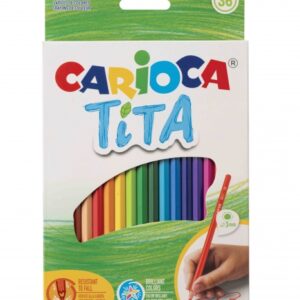carioca tita pack de 36 lapices de resina cuerpo hexagonal colores brillantes y lavables escritura blanda mina Ø 3mm segura y super resistente a las caidas color varios