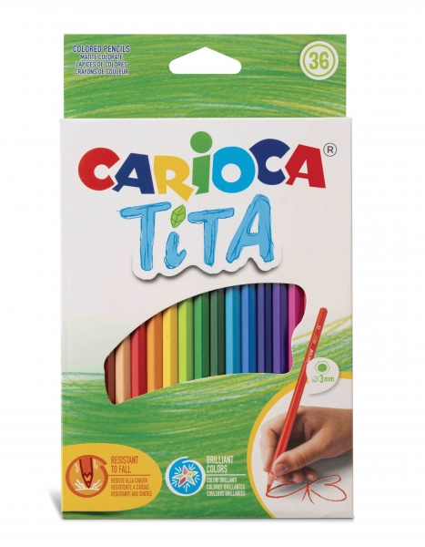 carioca tita pack de 36 lapices de resina cuerpo hexagonal colores brillantes y lavables escritura blanda mina Ø 3mm segura y super resistente a las caidas color varios