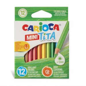 carioca tita pack de 12 mini lapices hexagonales de resina mina Ø 3mm colores brillantes y lavables escritura blanda no se astilla si se rompe colores surtidos