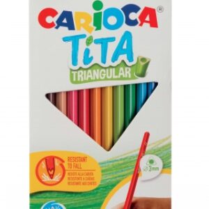 carioca tita pack de 12 lapices triangulares de resina cuerpo triangular colores brillantes y lavables escritura blanda mina Ø 3mm color varios