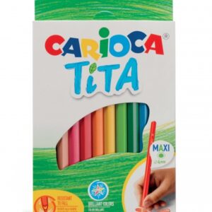 carioca tita maxi pack de 12 lapices de resina colores brillantes y lavables escritura blanda mina Ø 4mm segura y resistente no se astilla si se rompe color varios