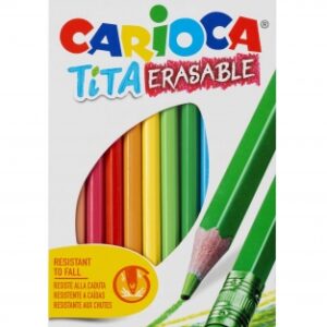 carioca tita pack de 12 lapices borrables de resina cuerpo hexagonal colores brillantes y lavables escritura blanda mina Ø 3mm color varios