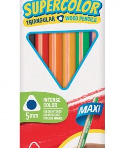 carioca supercolor pack de 6 lapices de madera cuerpo triangular maxi colores intensos y gran opacidad lapizgrueso Ø 5mm color varios