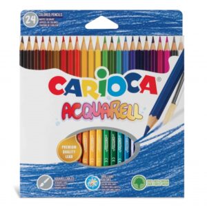 carioca acquarell pack de 24 lapices acuarelables efecto acuarela con agua y pincel colores intensos escritura suave mina de Ø 3.3mm color varios