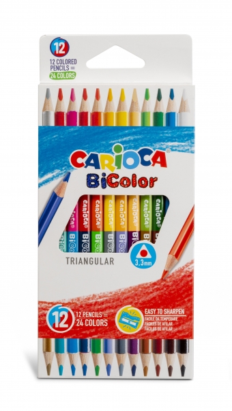 carioca pack de 12 lapices triangulares mina de alta calidad alta resistencia a la rotura facil de sacar punta colores brillantes y lavables gran cobertura color varios