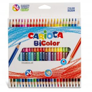 carioca pack de 24 lapices bicolor triangulares lacados mina de alta calidad Ø 3.3mm alta resistencia a la rotura color varios