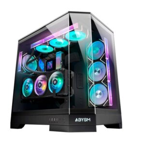 abysm danube sava h600 black caja torre e atx, atx, itx, micro atx lateral y frontal cristal templado 3.5" y 2.5" usb a, usb c y audio 4 ventilador argb instalado soporta refrigeracion liquida
