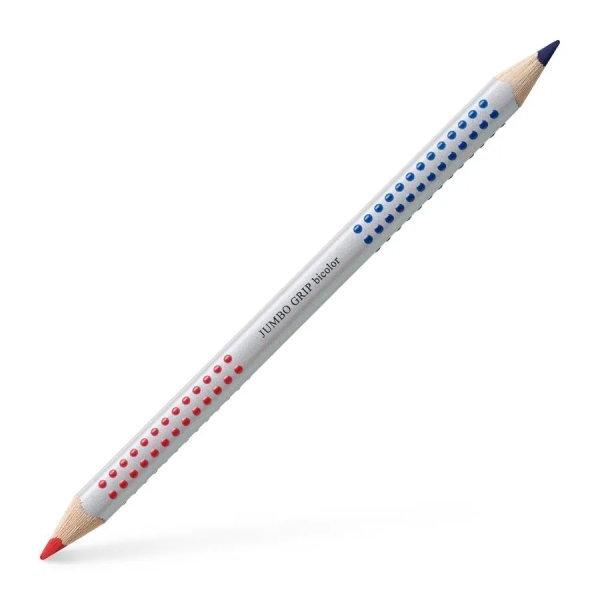 faber castell jumbo grip lapiz bicolor triangular zona de agarre respetuoso con el medio ambiente mina resistente a la rotura color rojo/azul