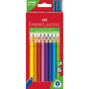 faber castell jumbo junior pack de 20 lapices de colores triangulares + sacapuntas mina resistente a la rotura lavable colores surtidos