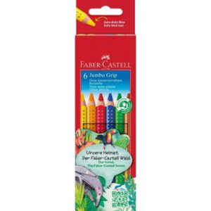 faber castell jumbo grip pack de 6 lapices de colores triangulares con grip de agarre mina extragruesa jumbo acuarelable y lavable colores surtidos