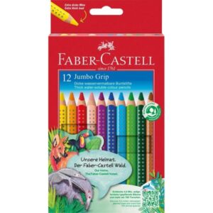 faber castell jumbo grip pack de 12 lapices de colores triangulares con grip de agarre mina extragruesa jumbo acuarelable y lavable colores surtidos