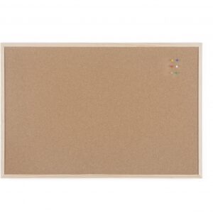bi office tablero de corcho doble cara 900x600mm marco natural