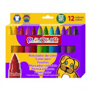 playcolor jumbo basic pack de 12 rotuladores de punta gruesa extrasuave fiable y seguro punta bloqueada capuchon ventilado lavable colores surtidos