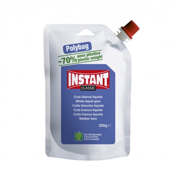 instant classic cola blanca 250gr en formato polybag apto para uso infantil y/o domestico sin disolventes color blanco