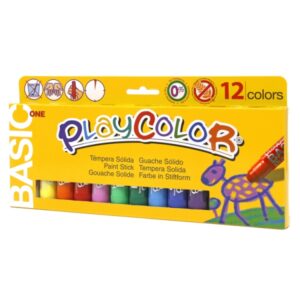 playcolor basic one pack de 12 temperas solidas no arrugan el papel no necesitan agua especial para uso escolar colores surtidos