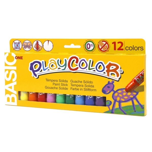 playcolor basic one pack de 12 temperas solidas no arrugan el papel no necesitan agua especial para uso escolar colores surtidos