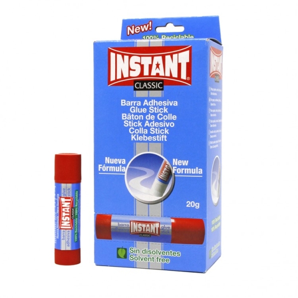 instant classic barra de pegamento 20grs apto para uso infantil y/o domestico lavable sin disolventes