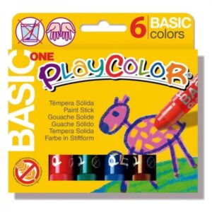 playcolor basic one pack de 6 temperas solidas no arrugan el papel no necesitan agua especial para uso escolar colores surtidos