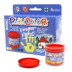 playcolor basic finger paint pack de 6 botes de pintura para dedos 40ml testado dermatologicamente secado rapido sin disolventes gran viscosidad alta opacidad colores surtidos