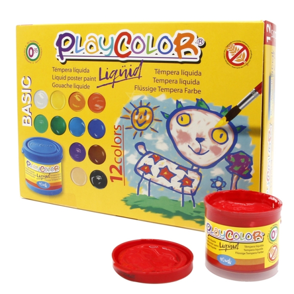 playcolor basic liquid pack de 12 temperas 40ml no ondula el papel gran viscosidad alta opacidad colores surtidos