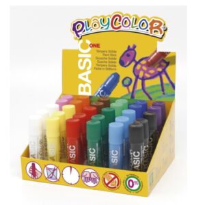 playcolor basic one expositor de 30 temperas solidas no arrugan el papel no necesitan agua especial para uso escolar colores surtidos