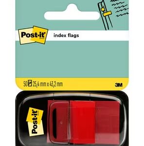post it index dispensador con 50 marcadores reposicionables 25.4 x 43.2mm adherencia firme para marcar, señalar o destacar informacion color rojo