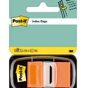 post it index dispensador con 50 marcadores reposicionables 25.4 x 43.2mm adherencia firme para marcar, señalar o destacar informacion color naranja