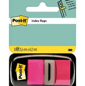 post it index dispensador con 50 marcadores reposicionables 25.4 x 43.2mm adherencia firme para marcar, señalar o destacar informacion 7100062569 color rosa