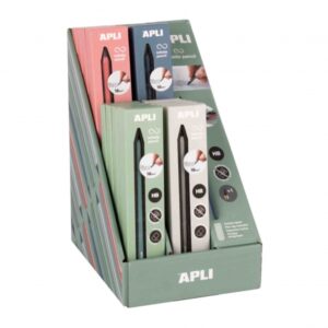 apli infinite pencil up north expositor con 20 packs de lapiz infinito hb + mina de recambio + tapon protector para escribir hasta 16km colores surtidos