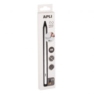 apli infinite pencil pack de lapiz infinito hb + mina de recambio + tapon protector para escribir hasta 16km color blanco