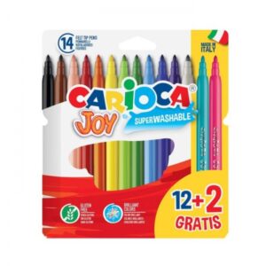 carioca joy superlavables pack de 12+2 rotuladores punta 2.8mm bloqueada capuchon ventilado colores surtidos