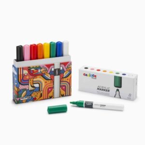 carioca plus pack de 8 marcadores acrilicos en caja rigida punta 2mm tinta acrilica super pigmentada colores surtidos