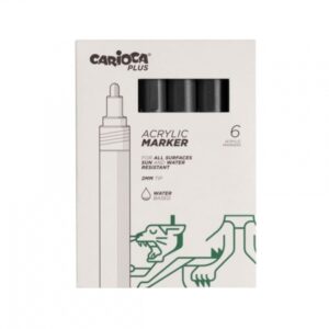 carioca plus pack de 6 marcadores acrilicos punta 2mm color negro