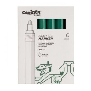 carioca plus pack de 6 marcadores acrilicos punta 2mm color verde